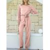 imageHappy Sailed Womens Loose Short Sleeve Belted Wide Leg Pant Romper Jumpsuit Business Casual One Piece OutfitsPink