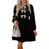 imageHappy Sailed Womens Velvet Dress Fall Winter Long Sleeve Front Bowknot High Waisted A Line Cocktail Dresses for Wedding GuestBlack