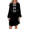 imageHappy Sailed Womens Velvet Dress Fall Winter Long Sleeve Front Bowknot High Waisted A Line Cocktail Dresses for Wedding GuestBlack