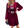imageHappy Sailed Womens Velvet Dress Fall Winter Long Sleeve Front Bowknot High Waisted A Line Cocktail Dresses for Wedding GuestBurgundy