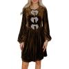 imageHappy Sailed Womens Velvet Dress Fall Winter Long Sleeve Front Bowknot High Waisted A Line Cocktail Dresses for Wedding GuestCoffee