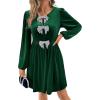 imageHappy Sailed Womens Velvet Dress Fall Winter Long Sleeve Front Bowknot High Waisted A Line Cocktail Dresses for Wedding GuestDark Green