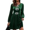 imageHappy Sailed Womens Velvet Dress Fall Winter Long Sleeve Front Bowknot High Waisted A Line Cocktail Dresses for Wedding GuestDark Green