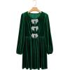 imageHappy Sailed Womens Velvet Dress Fall Winter Long Sleeve Front Bowknot High Waisted A Line Cocktail Dresses for Wedding GuestDark Green