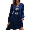 imageHappy Sailed Womens Velvet Dress Fall Winter Long Sleeve Front Bowknot High Waisted A Line Cocktail Dresses for Wedding GuestNavy Blue