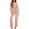 imageHappy Sailed Womens Loose Short Sleeve Belted Wide Leg Pant Romper Jumpsuit Business Casual One Piece OutfitsPink