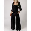 imageHappy Sailed Womens Long Sleeve Jumpsuits Loose Fit Overalls Square Neck Pockets High Waisted Wide Leg Pants RompersBlack