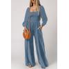 imageHappy Sailed Womens Long Sleeve Jumpsuits Loose Fit Overalls Square Neck Pockets High Waisted Wide Leg Pants RompersDusk Blue