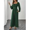 imageHappy Sailed Womens Long Sleeve Jumpsuits Loose Fit Overalls Square Neck Pockets High Waisted Wide Leg Pants RompersLacegreen