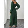 imageHappy Sailed Womens Long Sleeve Jumpsuits Loose Fit Overalls Square Neck Pockets High Waisted Wide Leg Pants RompersLacegreen