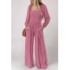 imageHappy Sailed Womens Long Sleeve Jumpsuits Loose Fit Overalls Square Neck Pockets High Waisted Wide Leg Pants RompersPink