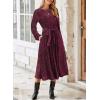imageHappy Sailed Womens Velvet Dress Fashion Fall Winter Long Sleeve High Waist ALine Semi Formal Wedding Guest DressesBurgundy