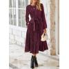 imageHappy Sailed Womens Velvet Dress Fashion Fall Winter Long Sleeve High Waist ALine Semi Formal Wedding Guest DressesBurgundy