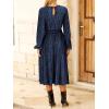 imageHappy Sailed Womens Velvet Dress Fashion Fall Winter Long Sleeve High Waist ALine Semi Formal Wedding Guest DressesNavy Blue