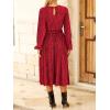imageHappy Sailed Womens Velvet Dress Fashion Fall Winter Long Sleeve High Waist ALine Semi Formal Wedding Guest DressesRed