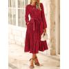 imageHappy Sailed Womens Velvet Dress Fashion Fall Winter Long Sleeve High Waist ALine Semi Formal Wedding Guest DressesRed