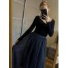imageHappy Sailed Womens Tulle Skirt Fall Fashion Elastic High Waisted ALine Layered Flowy Long Tutu Skirts Date Night OutfitsBlue