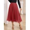 imageHappy Sailed Womens Tulle Skirt Fall Fashion Elastic High Waisted ALine Layered Flowy Long Tutu Skirts Date Night OutfitsRed