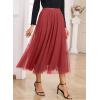 imageHappy Sailed Womens Tulle Skirt Fall Fashion Elastic High Waisted ALine Layered Flowy Long Tutu Skirts Date Night OutfitsRed