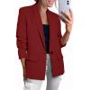 imageHappy Sailed Womens Long Sleeve Blazer Business Casual Open Front Work Office Suit JacketsRed