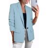 imageHappy Sailed Womens Long Sleeve Blazer Business Casual Open Front Work Office Suit JacketsSky Blue