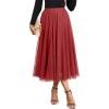 imageHappy Sailed Womens Tulle Skirt Fall Fashion Elastic High Waisted ALine Layered Flowy Long Tutu Skirts Date Night OutfitsRed