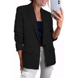 imageHappy Sailed Womens Long Sleeve Blazer Business Casual Open Front Work Office Suit JacketsBlack