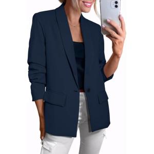 imageHappy Sailed Womens Long Sleeve Blazer Business Casual Open Front Work Office Suit JacketsDark Blue