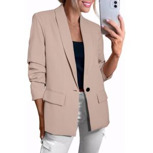 imageHappy Sailed Womens Long Sleeve Blazer Business Casual Open Front Work Office Suit JacketsDark Khaki