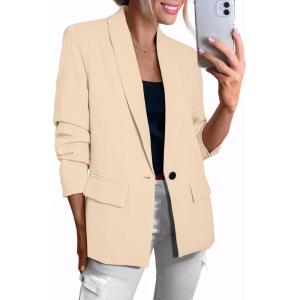 imageHappy Sailed Womens Long Sleeve Blazer Business Casual Open Front Work Office Suit JacketsKhaki