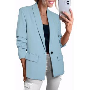 imageHappy Sailed Womens Long Sleeve Blazer Business Casual Open Front Work Office Suit JacketsSky Blue