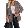 imageHappy Sailed Womens Plaid Blazer Classic Lapel Collar Double Breasted Open Front Blazers Jackets Work Suit with PocketsBurgundy