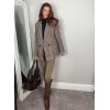imageHappy Sailed Womens Plaid Blazer Classic Lapel Collar Double Breasted Open Front Blazers Jackets Work Suit with PocketsDark Khaki