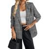 imageHappy Sailed Womens Plaid Blazer Classic Lapel Collar Double Breasted Open Front Blazers Jackets Work Suit with PocketsGrey