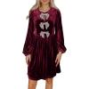 imageHappy Sailed Womens Velvet Dress Fall Winter Long Sleeve Bowknot High Waisted A Line Cocktail Dresses for Wedding GuestBurgundy