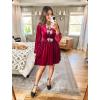 imageHappy Sailed Womens Velvet Dress Fall Winter Long Sleeve Bowknot High Waisted A Line Cocktail Dresses for Wedding GuestBurgundy