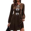 imageHappy Sailed Womens Velvet Dress Fall Winter Long Sleeve Bowknot High Waisted A Line Cocktail Dresses for Wedding GuestCoffee