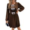 imageHappy Sailed Womens Velvet Dress Fall Winter Long Sleeve Bowknot High Waisted A Line Cocktail Dresses for Wedding GuestCoffee