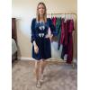 imageHappy Sailed Womens Velvet Dress Fall Winter Long Sleeve Bowknot High Waisted A Line Cocktail Dresses for Wedding GuestNavy Blue
