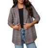 imageHappy Sailed Womens Plaid Blazer Classic Lapel Collar Double Breasted Open Front Blazers Jackets Work Suit with PocketsBurgundy