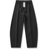 imageHappy Sailed Womens Wide Leg Pants High Waist Elastic Drawstring Cotton Lounge Sweatpants Black Casual Relaxed Fit Trousers with Pockets