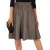 imageHappy Sailed Womens Winter Fall Tweed High Waisted Flared Mini Skater Skirt A Line Pleated Midi SkirtsCoffee