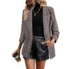 imageHappy Sailed Womens Plaid Blazer Classic Lapel Collar Double Breasted Open Front Blazers Jackets Work Suit with PocketsBurgundy