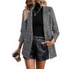 imageHappy Sailed Womens Plaid Blazer Classic Lapel Collar Double Breasted Open Front Blazers Jackets Work Suit with PocketsGrey