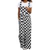imageHappy Sailed Womens Plaid Overalls Casual Loose Sleeveless Adjustable Straps Wide Leg Pants Jumpsuit with PocketsBlack