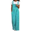 imageHappy Sailed Womens Plaid Overalls Casual Loose Sleeveless Adjustable Straps Wide Leg Pants Jumpsuit with PocketsBlue