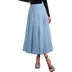 imageHappy Sailed Womens Tulle Skirt Fall Fashion Elastic High Waisted ALine Layered Flowy Long Tutu Skirts Date Night OutfitsSky Blue