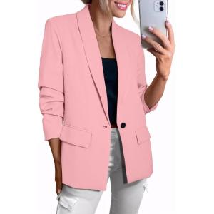 image:imageHappy Sailed Womens Long Sleeve Blazer Business Casual Open Front Work Office Suit JacketsPink