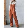 image:imageHappy Sailed Womens Corduroy Overalls Winter Fall Casual Sleeveless Adjustable Strap Wide Leg Long Pants RompersDark Orange