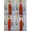 image:imageHappy Sailed Womens Corduroy Overalls Winter Fall Casual Sleeveless Adjustable Strap Wide Leg Long Pants RompersDark Orange